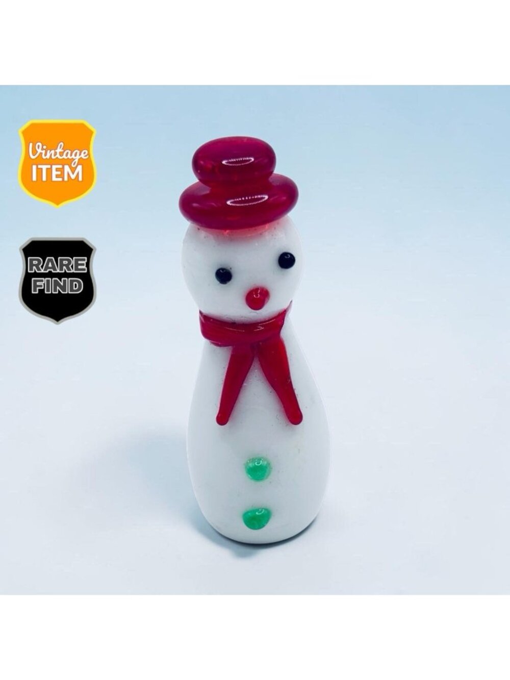 Vintage Murano Style Miniature Art Glass Snowman Figurine. RARE!